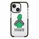 For iPhone 13 Simple Illustration Pattern Full Coverage Phone Case(Green Dinosaur A)