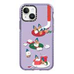 For iPhone 14 Simple Illustration Pattern Full Coverage Phone Case(Marshmallow Bear C)