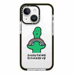 For iPhone 15 Plus Simple Illustration Pattern Full Coverage Phone Case(Green Dinosaur A)