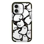 For iPhone 16 Simple Illustration Pattern Full Coverage Phone Case(Ghost B)