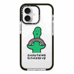 For iPhone 16 Simple Illustration Pattern Full Coverage Phone Case(Green Dinosaur A)