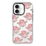 For iPhone 16 Simple Illustration Pattern Full Coverage Phone Case(Pink Angel)