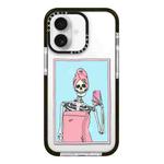 For iPhone 16 Simple Illustration Pattern Full Coverage Phone Case(Skull A)