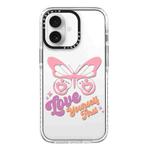 For iPhone 16 Plus Simple Illustration Pattern Full Coverage Phone Case(Love Words A)