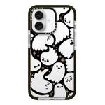 For iPhone 16 Plus Simple Illustration Pattern Full Coverage Phone Case(Ghost B)