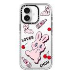 For iPhone 16 Plus Simple Illustration Pattern Full Coverage Phone Case(Rabbit A)