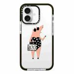 For iPhone 16 Plus Simple Illustration Pattern Full Coverage Phone Case(Piglet)