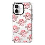 For iPhone 16 Plus Simple Illustration Pattern Full Coverage Phone Case(Pink Angel)