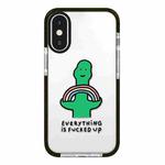 For iPhone X / XS Simple Illustration Pattern Full Coverage Phone Case(Green Dinosaur A)