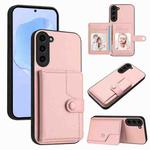 For Samsung Galaxy S23 FE 5G Button Card Bag RFID Anti-theft Phone Case(Pink)