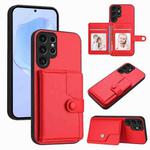 For Samsung Galaxy S23 Ultra 5G Button Card Bag RFID Anti-theft Phone Case(Red)