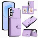 For Samsung Galaxy S24 FE 5G Button Card Bag RFID Anti-theft Phone Case(Purple)