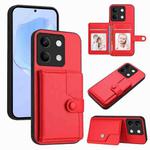 For Redmi Note 13 5G Button Card Bag RFID Anti-theft Phone Case(Red)