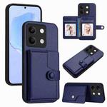 For Redmi Note 13 5G Button Card Bag RFID Anti-theft Phone Case(Blue)