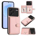 For Redmi Note 13 Pro+ Button Card Bag RFID Anti-theft Phone Case(Pink)