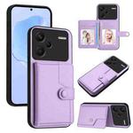 For Redmi Note 13 Pro+ Button Card Bag RFID Anti-theft Phone Case(Purple)