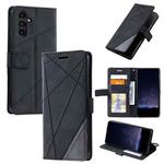 For Samsung Galaxy S25+ 5G Skin Feel Splicing Leather Phone Case(Black)