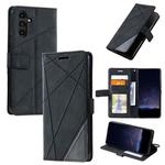 For Samsung Galaxy S25 5G Skin Feel Splicing Leather Phone Case(Black)