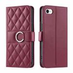 For iPhone 7 / 8 / SE 2022 Ring Buckle Rhombic Leather Phone Case(Red)