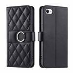 For iPhone 7 / 8 / SE 2022 Ring Buckle Rhombic Leather Phone Case(Black)