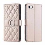 For iPhone 7 / 8 / SE 2022 Ring Buckle Rhombic Leather Phone Case(Rose Gold)