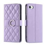 For iPhone 7 / 8 / SE 2022 Ring Buckle Rhombic Leather Phone Case(Purple)