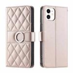 For iPhone 12 mini Ring Buckle Rhombic Leather Phone Case(Rose Gold)