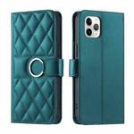 For iPhone 11 Pro Max Ring Buckle Rhombic Leather Phone Case(Green)