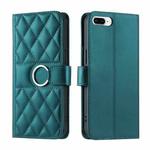 For iPhone 7 Plus / 8 Plus Ring Buckle Rhombic Leather Phone Case(Green)