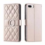 For iPhone 7 Plus / 8 Plus Ring Buckle Rhombic Leather Phone Case(Rose Gold)