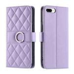 For iPhone 7 Plus / 8 Plus Ring Buckle Rhombic Leather Phone Case(Purple)