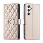 For Samsung Galaxy S24 5G Ring Buckle Rhombic Leather Phone Case(Rose Gold)