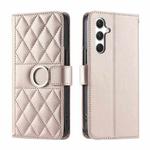 For Samsung Galaxy S24+ 5G Ring Buckle Rhombic Leather Phone Case(Rose Gold)