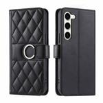 For Samsung Galaxy S23+ 5G Ring Buckle Rhombic Leather Phone Case(Black)