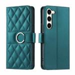 For Samsung Galaxy S23 5G Ring Buckle Rhombic Leather Phone Case(Green)