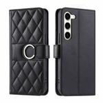 For Samsung Galaxy S23 5G Ring Buckle Rhombic Leather Phone Case(Black)