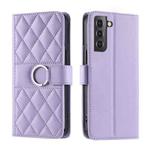 For Samsung Galaxy S21+ 5G Ring Buckle Rhombic Leather Phone Case(Purple)