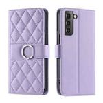 For Samsung Galaxy S21 5G Ring Buckle Rhombic Leather Phone Case(Purple)