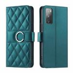 For Samsung Galaxy S20 FE Ring Buckle Rhombic Leather Phone Case(Green)