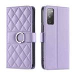 For Samsung Galaxy S20 FE Ring Buckle Rhombic Leather Phone Case(Purple)