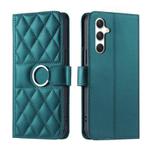 For Samsung Galaxy S25 5G Ring Buckle Rhombic Leather Phone Case(Green)