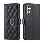 For Samsung Galaxy S25 5G Ring Buckle Rhombic Leather Phone Case(Black)