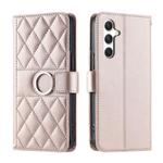 For Samsung Galaxy S25 5G Ring Buckle Rhombic Leather Phone Case(Rose Gold)