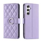 For Samsung Galaxy S25 5G Ring Buckle Rhombic Leather Phone Case(Purple)
