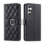 For Samsung Galaxy S25+ 5G Ring Buckle Rhombic Leather Phone Case(Black)