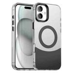 For iPhone 16 Color Blocking Series MagSafe Magnetic PC Hybrid TPU Phone Case(Black)