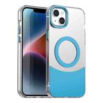 For iPhone 15 Plus Color Blocking Series MagSafe Magnetic PC Hybrid TPU Phone Case(Blue)