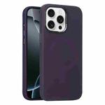 For iPhone 16 Pro Max Metal Lens Frame Liquid Silicone MagSafe Phone Case(Deep Purple)