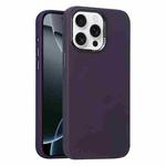 For iPhone 16 Pro Metal Lens Frame Liquid Silicone MagSafe Phone Case(Deep Purple)