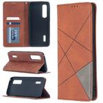 For OPPO Find X2 Pro Rhombus Texture Horizontal Flip Magnetic Leather Case with Holder & Card Slots(Brown)